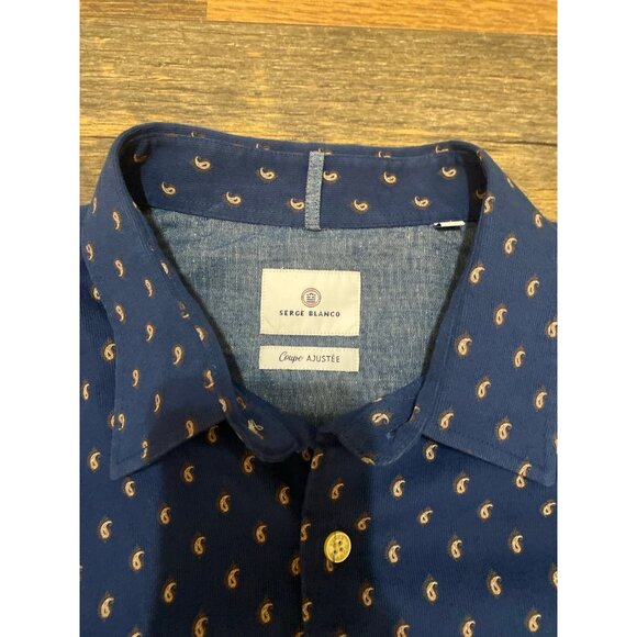 Serge Blanco Coupe Ajustee cobalt and paisley button down shirt - Picture 2 of 6